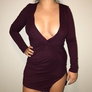 Deep V bodycon dress